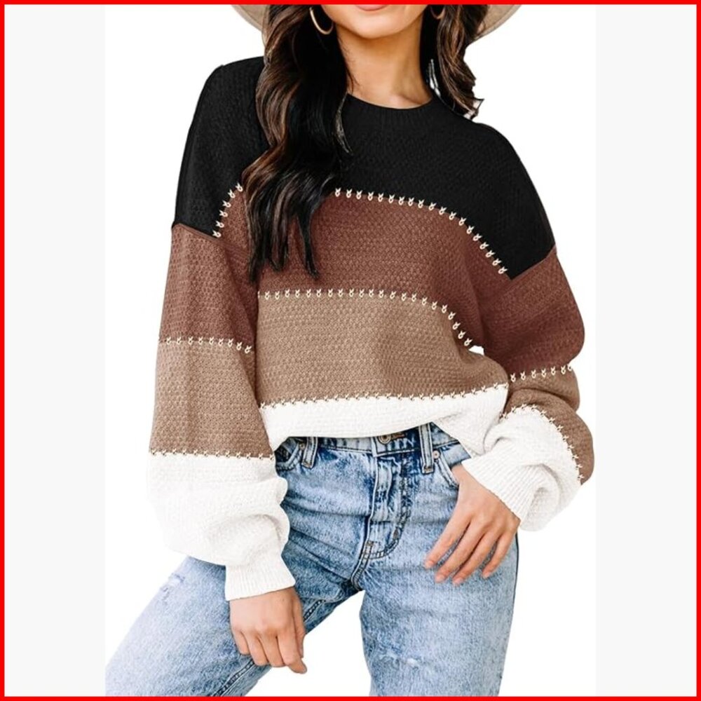 Oversized Batwing Sleeve Pullover Sweater Nylon Viscose Knit Crew Neck